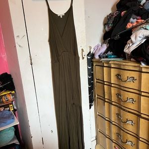 Olive green dress with train